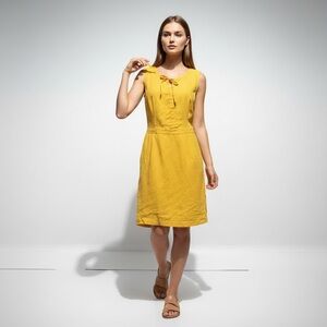 🌻Boden Rae Yellow Linen Minimalist Summer Dress US Size 6 (UK Size 10)